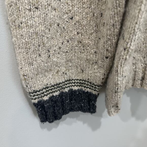 Eddie Bauer Sweater Large Oatmeal/grey Fisherman Wool Blend Pullover Crewneck - Picture 3 of 5